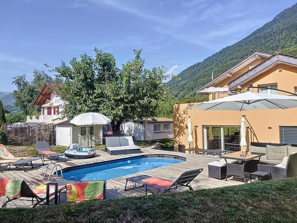 Appartement Moderne Avec Terrasse Et Piscine A Chatel Sur Bex Buitenkant foto